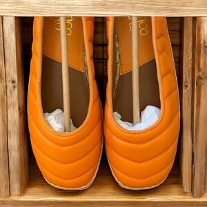 FRANCO SARTO KIYA ESPADRILLE LOAFER SZ 6.5M IN ORANGE LEATHER